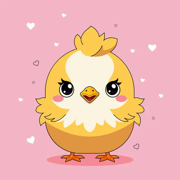 stock vector Vector illustration of a cute little chick in kawaii style.