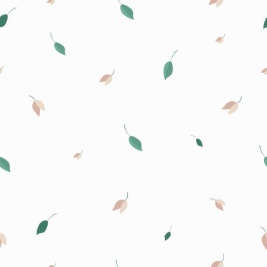 Yaprakları ve yaprakları minimalist tarzda olan pürüzsüz düz bir vektör deseni.
