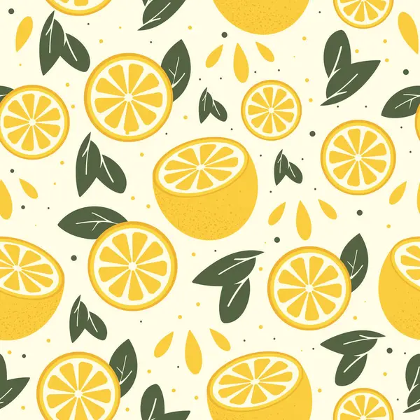 El yapımı narenciye dilimleri ve yapraklarıyla taze limonsuz desen. Ambalaj kağıdı, ev dekorasyonu, moda, çevre dostu markalar ve mutfak tekstili için ideal..