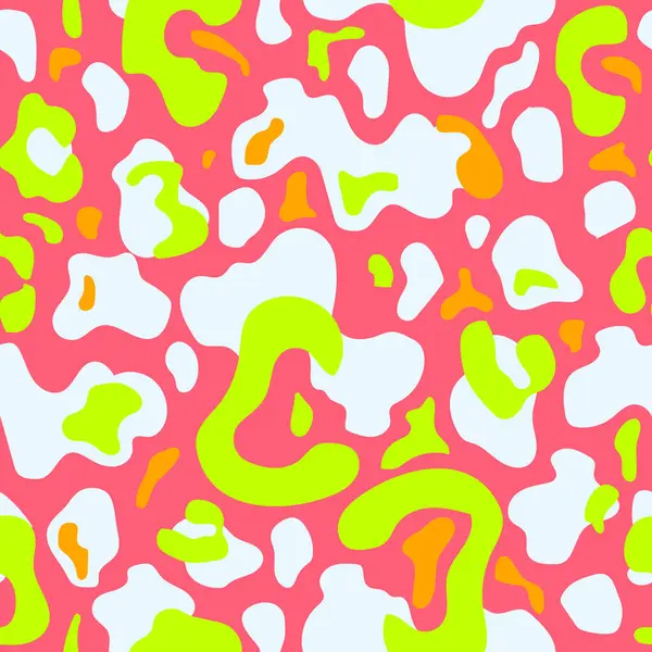 Neon ve pastel renklerde organik şekilli kusursuz soyut desen. Moda, kumaş, ambalaj kağıdı ve markalaşma için modern vektör dokusu.