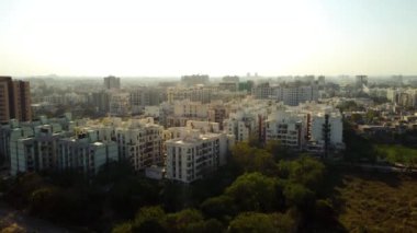 India building apartment house city town aerial drone view shot top angle 4k video footage