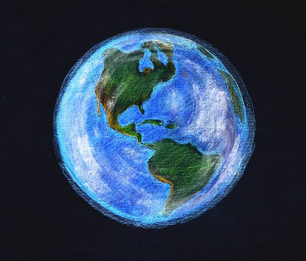 Planète Terre Sur Fond Noir Amérique Sud Nord — Photo