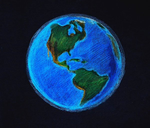 Aarde Zwarte Achtergrond Zuid Noord Amerika — Stockfoto