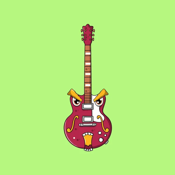 Guitar Monster Cute Ilustracja Strony Rysowane — Wektor stockowy