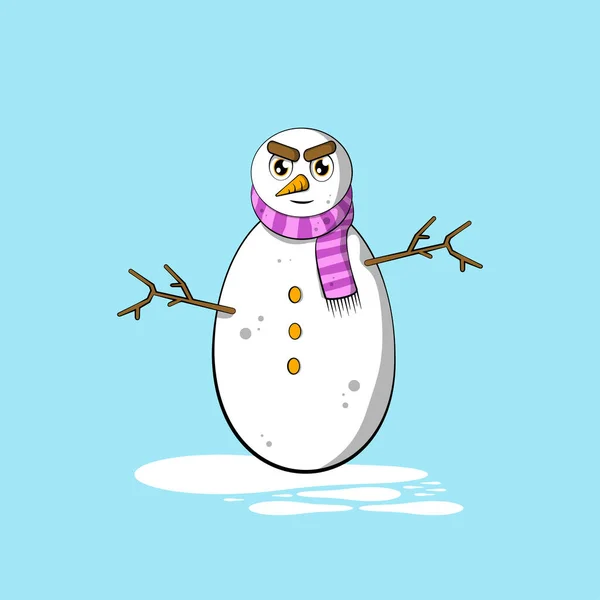 Snowman Decoration Merry Christmas Illustration Hand Drawn — Stock Vector