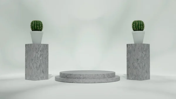 Geomatric Podium with Plant space product display Aesthetic Realistic 3d Illustration