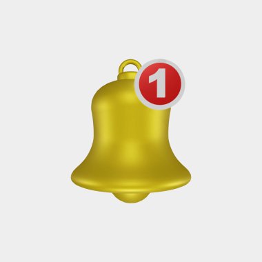 Notification icon Isolated on whith background 3d illustration