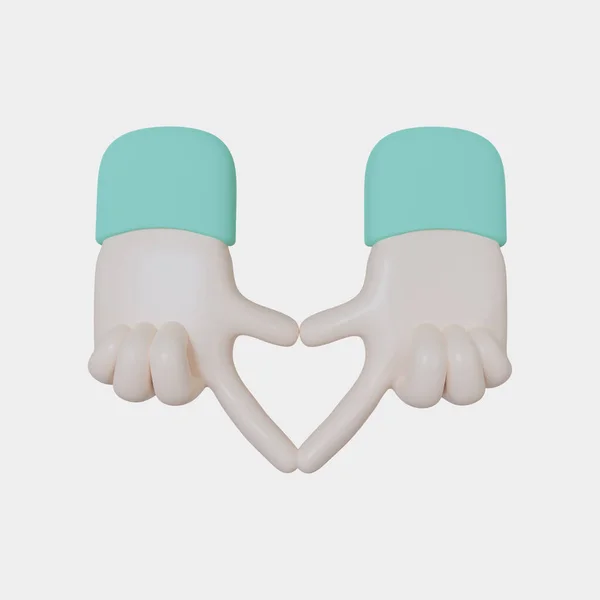 Hand Love shape Gestures Cartoon 3d Illustration