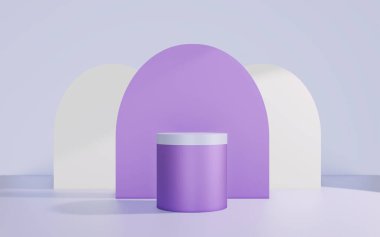 Purple white podium 3d Illustration