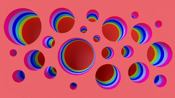 Fondo Abstracto Con Bolas Colores Renderizado Computadora Dibujo Digital — Foto de Stock
