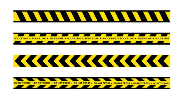 Set Black Yellow Warning Tapes Isolated White Background Vector Illustration — Stock Photo, Image