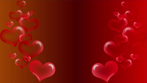 Red Hearts Valentine Day Heart Pink Heart Love Floating Greeting — Vídeo de stock