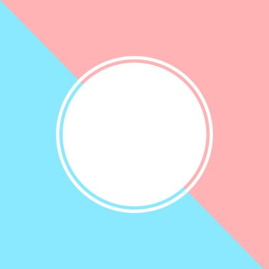 Pembe ve gökyüzü mavi arkaplan beyaz bir daire