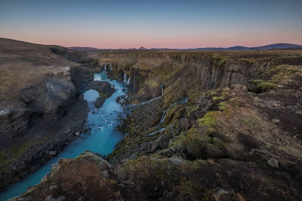 Islands Bergiga Landskap Kombination Med Nordlig Latitud Som Har Mycket — Stockfoto