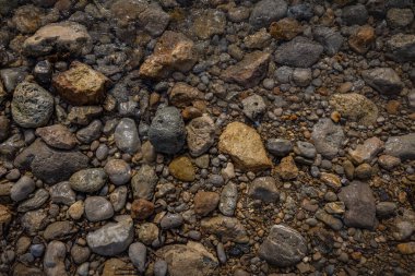 The erosion of water on the rocks, textures and patterns generated on the stones of the beach Ibiza island.