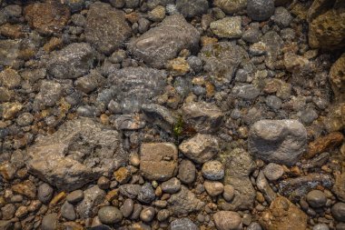 The erosion of water on the rocks, textures and patterns generated on the stones of the beach Ibiza island.