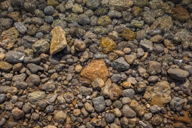 The erosion of water on the rocks, textures and patterns generated on the stones of the beach Ibiza island.