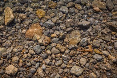 The erosion of water on the rocks, textures and patterns generated on the stones of the beach Ibiza island.