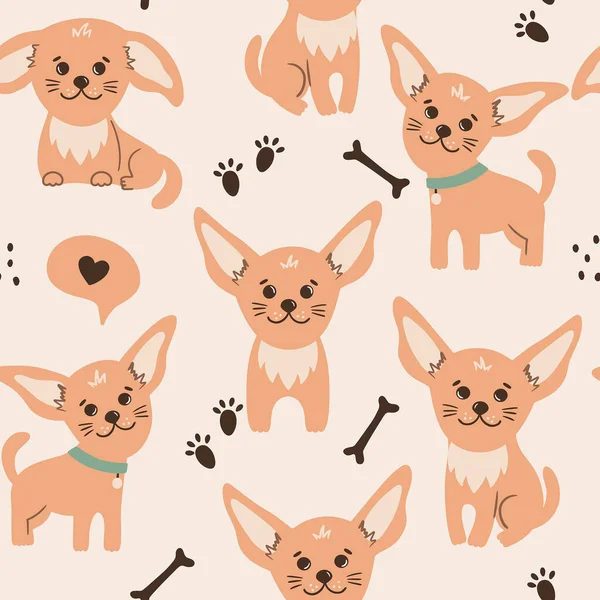 Aranyos Csivava Kutyák Különböző Pózokban Vektor Illusztráció Egy Kutyával Használható — Stock Vector