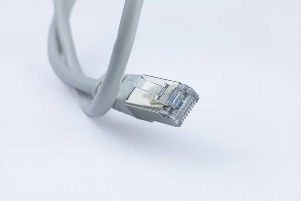 Cabo Rede Ethernet Isolado Sobre Fundo Branco — Fotografia de Stock