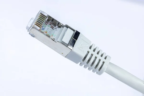Cabo Rede Ethernet Isolado Sobre Fundo Branco — Fotografia de Stock