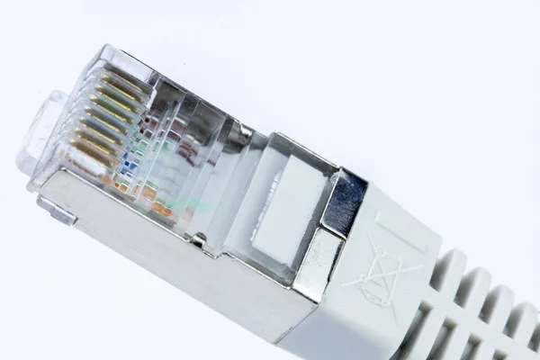 Câble Réseau Ethernet Isolé Sur Fond Blanc — Photo