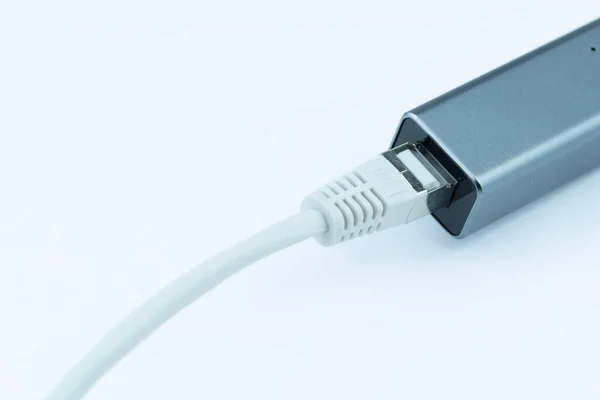 Ethernet Lan Para Usb Adaptador Rede Para Computador Cabo Rede — Fotografia de Stock