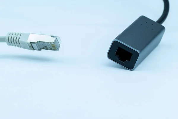 Ethernet Lan Usb Adaptador Red Para Computadora Cable Red —  Fotos de Stock
