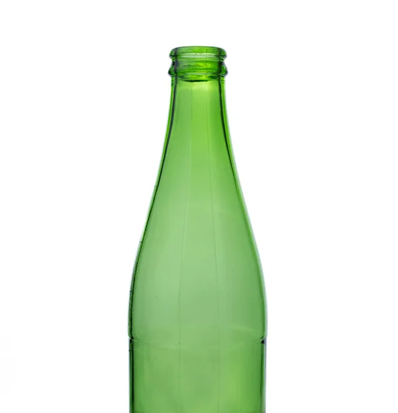白色背景上隔离的绿色玻璃瓶 — 图库照片