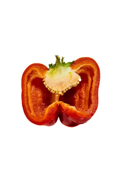Poločervená Paprika Izolované Bílém Pozadí Zavřít Fotografii — Stock fotografie