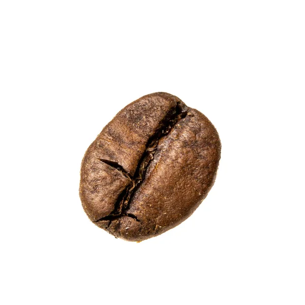 Beyaz Arka Planda Kavrulmuş Kahve Çekirdeklerini Kapatın Makro Çekim — Stok fotoğraf