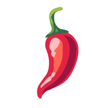 2D Flat Red Pepper, Mexican Spicy food Icon clipart