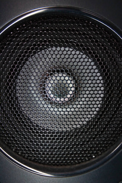 Close up shot of metal speaker grill