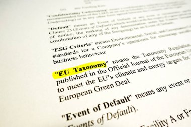 Stockholm, İsveç - 26 Haziran 2022: eu taksonomi sürdürülebilir bir ESG yatırım konsepti anlaşmasında işaretlendi