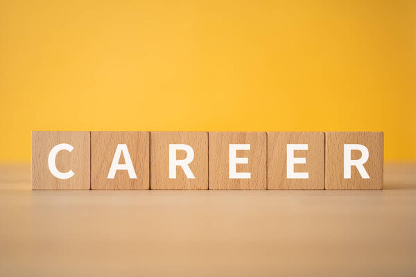 Wooden blocks with "CAREER" text of concept.