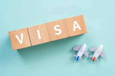 VISA; Wooden blocks with 