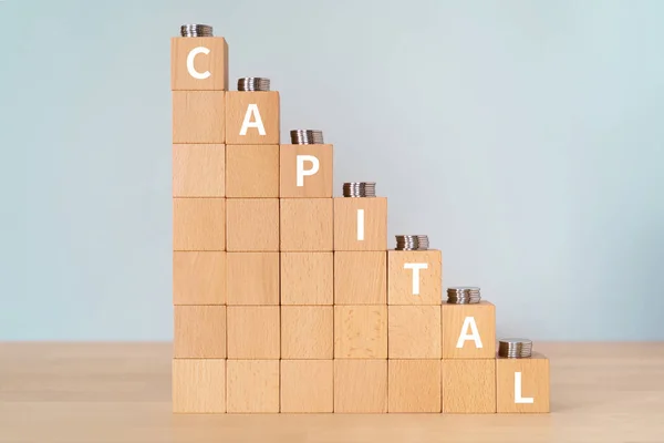 Houten Blokken Met Tekst Capital Van Concept Munten — Stockfoto