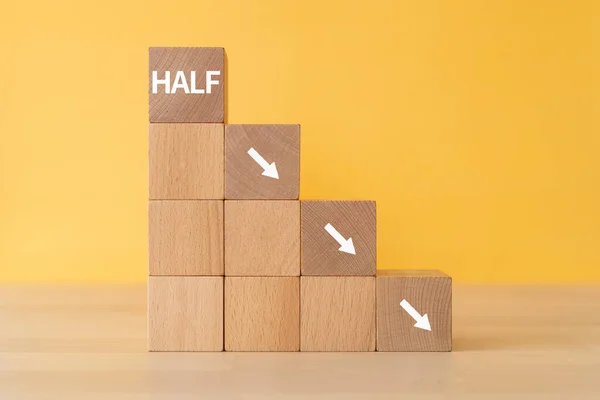 Wooden Blocks Half Text Arrows Concept — Stock Fotó