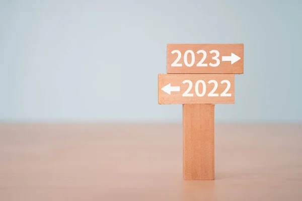 Houten Blokken Met 2023 2022 Concepttekst — Stockfoto