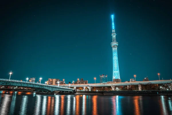 Sumida Tokyo Japan 2020 Sumida Floden Fint Väder Natten — Stockfoto