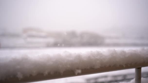 Vistas Nieve Desde Balcón — Vídeos de Stock