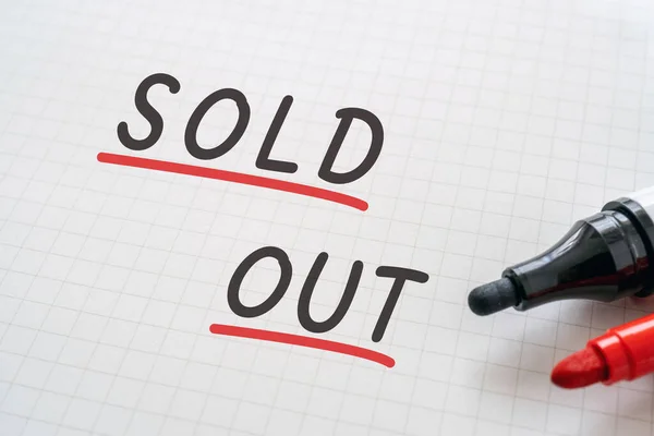 White Paper Written Sold Out Markers — Stockfoto