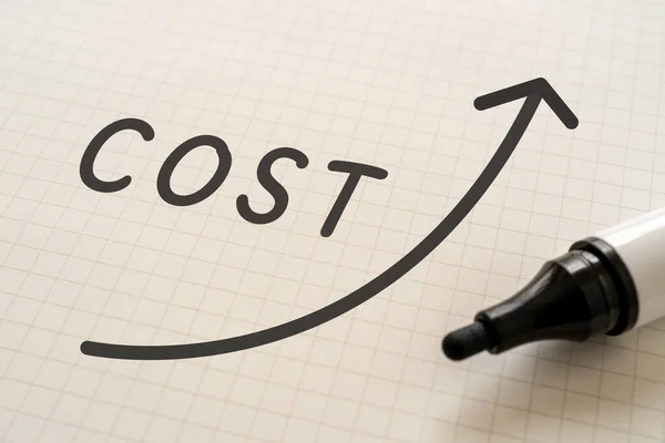 Witboek Geschreven Cost Met Markeringen — Stockfoto