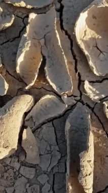 Kuraklığın şiddetli etkileri, çatlamış, susuz kalmış toprak ve derin çatlaklarla, bir zamanların bereketli topraklarını kirleterek, ıssız ve cansız bir manzarayla sonuçlanır..