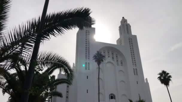 Una Iglesia Aspira Través Los Árboles Para Capturar Luz Del — Vídeo de stock