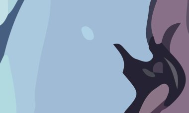 Şekiller ve mavi renklerin kombinasyonuyla estetik sanat. Arkaplan ve poster için uygun