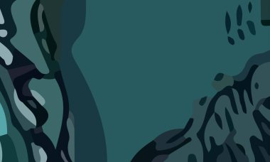 Benzersiz şekiller ve yeşil renklerin kombinasyonuna sahip estetik soyut kompozisyonu