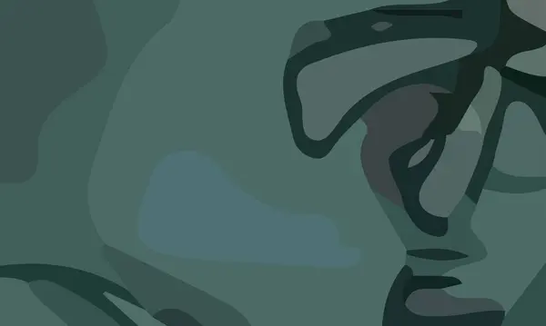 Benzersiz şekiller ve yeşil renklerin kombinasyonuna sahip estetik soyut kompozisyonu