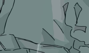 Benzersiz şekiller ve yeşil renklerin kombinasyonuna sahip estetik soyut kompozisyonu