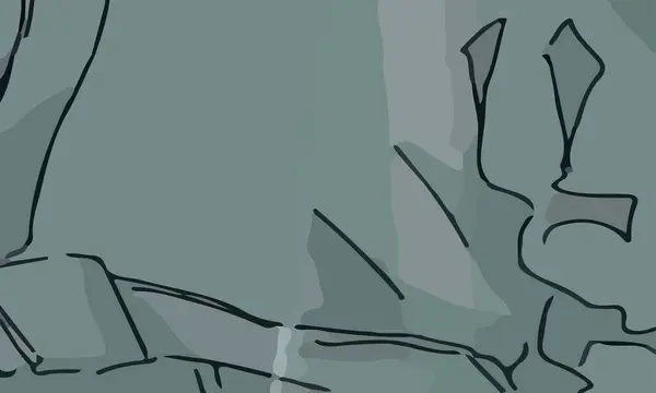 Benzersiz şekiller ve yeşil renklerin kombinasyonuna sahip estetik soyut kompozisyonu